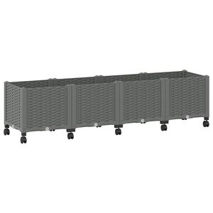 vidaXL Ghiveci de grădină cu roți Gri deschis 160 x 40 x 48 cm PP