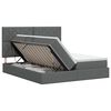 vidaXL Pat cu storage cu headboard Gri &icirc;nchis 200 x 200 cm Țesătură