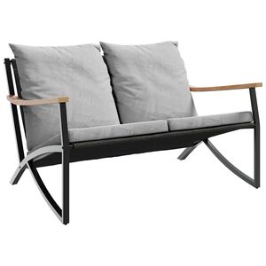 vidaXL Bancă de grădină cu perne, negru, 120 cm, oțel