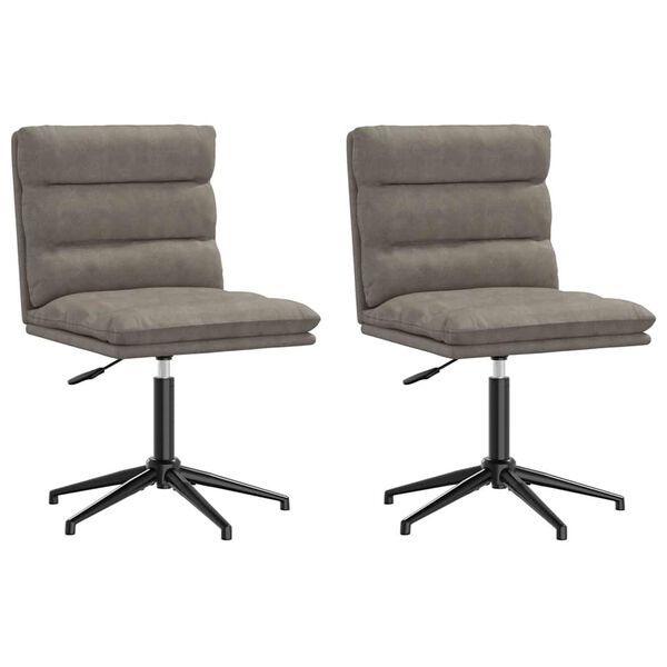 vidaXL Scaune de bucătărie, 2 buc., gri, piele ecologică