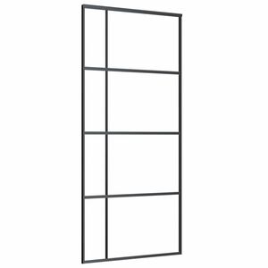 vidaXL Ușă glisantă, negru, 90x205 cm, sticlă ESG mată și aluminiu