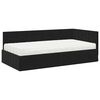 vidaXL Cadru de pat colțar cu saltea cu headboard 2 pcs Negru Catifea