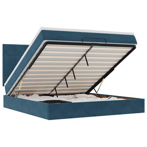 vidaXL Cadru pat otoman cu saltele Albastru &icirc;nchis 180x200cm catifea