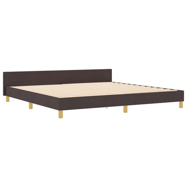 vidaXL Cadru de pat cu headboard Maro &icirc;nchis 200 x 200 cm țesătură