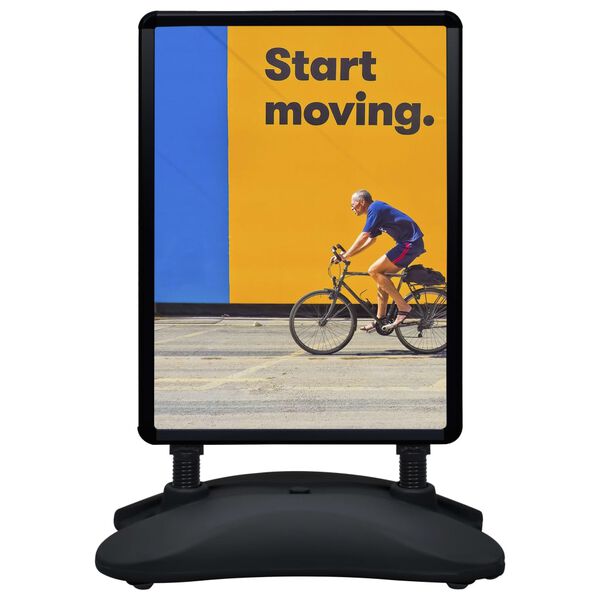 vidaXL Suport de afiș A1, postament cu apă, negru, aliaj aluminiu