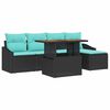 vidaXL Set de canapele pentru grădină 6 buc. Negru și Teal poliratan