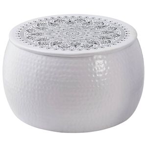 vidaXL Masă de cafea rotundă ciocănită Alb &Oslash; 55 x 55 cm Aluminiu