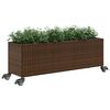 vidaXL Jardiniere grădină cu roți 2 buc. maro 107x32x38 cm poliratan