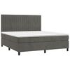 vidaXL Pat box spring cu saltea, gri &icirc;nchis, 180x200 cm, catifea