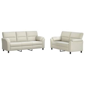 vidaXL Set de canapea 2 pcs Crem Catifea