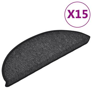 vidaXL Covorașe pentru scări, 15 buc., 56x17x3 cm, antracit, semirotunde