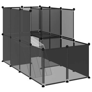 vidaXL Cușcă pentru animale mici, negru, 142x74x93 cm, PP și oțel