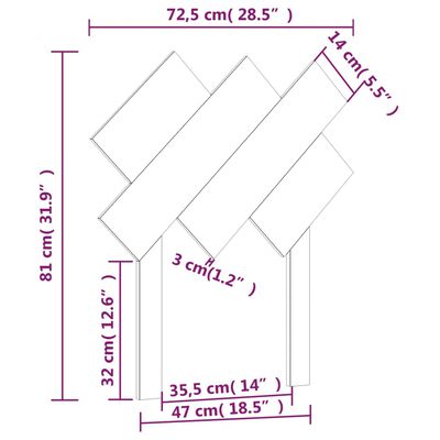 vidaXL Tăblie de pat, gri, 72,5x3x81 cm, lemn masiv de pin