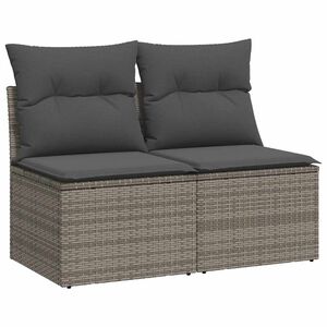 vidaXL Set mobilier grădină cu perne 2 piese gri poliratan/lemn acacia