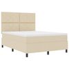 vidaXL Pat cu arcuri cu saltea cu headboard Crem 160 x 200 cm țesătură