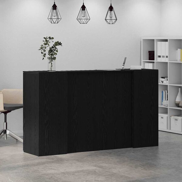 vidaXL Birou de recepție din stejar negru 180x50x103,5 cm, lemn stratificat