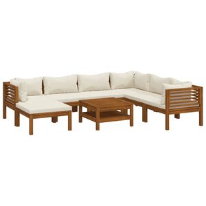 vidaXL Set mobilier grădină cu perne crem, 8 piese, lemn masiv acacia