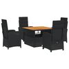 vidaXL Set mobilier de grădină cu perne, 5 piese, negru, poliratan