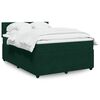 vidaXL Pat box spring cu saltea, verde &icirc;nchis, 140x200 cm, catifea