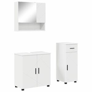 vidaXL Set de mobilier pentru baie 3 pcs Alb Lemn compozit & Metal