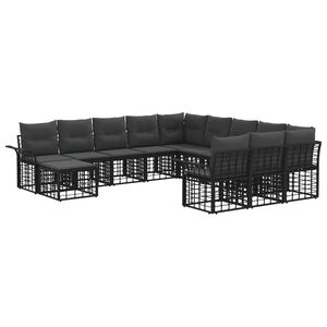 vidaXL Set de canapele pentru grădină 12 buc. Negru și Gri &icirc;nchis