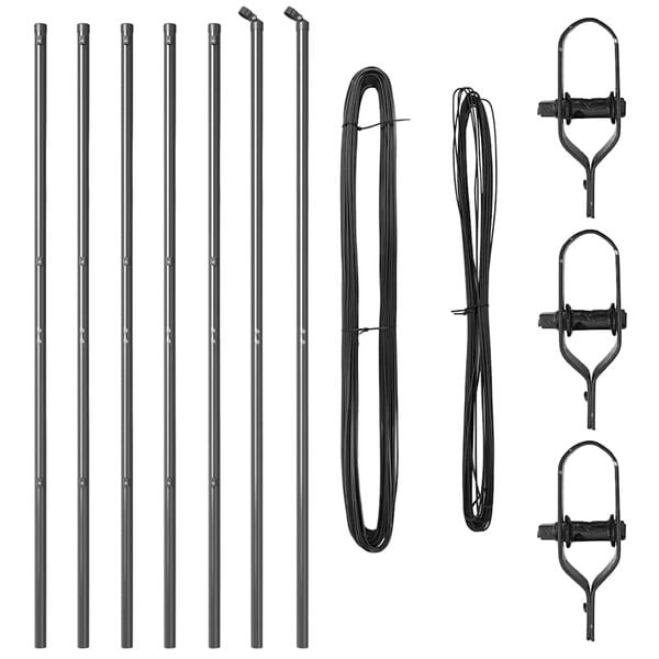 vidaXL Stâlpi de Gard Manual 7 pcs Gri Ø32mm 150 cm Oțel galvanizat