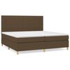 vidaXL Pat box spring cu saltea, maro &icirc;nchis, 200x200 cm, textil