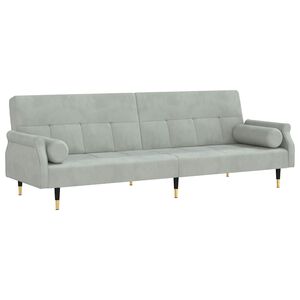 vidaXL Canapea extensibilă cu cotiere, gri deschis, catifea