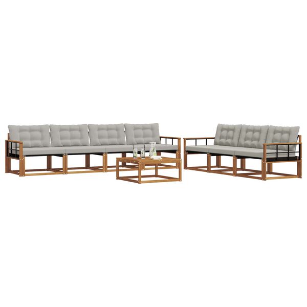 vidaXL Set de canapele de exterior 8 pcs Gri natural și deschis