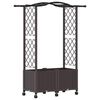 vidaXL Pat Ridicat cu Trellis și Acoperiș Maro 125 x 40 x 144 cm PP