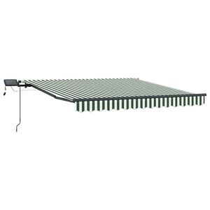 vidaXL Copertină retractabilă Verde și alb 350 x 250 cm