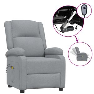 vidaXL Fotoliu de masaj electric rabatabil, gri deschis, textil