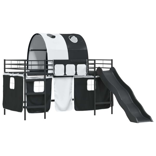 vidaXL Cadru de pat supraetajat pentru copii Negru 79,5 x 200 cm Metal