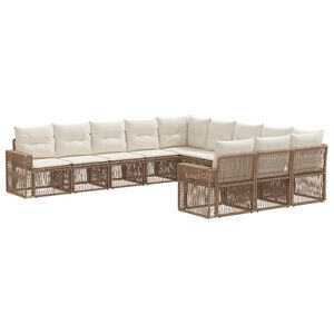vidaXL Set de canapele pentru grădină 11 buc. Bej și alb crem