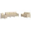 vidaXL Set de canapele cu perne decorative, 3 piese, crem, textil