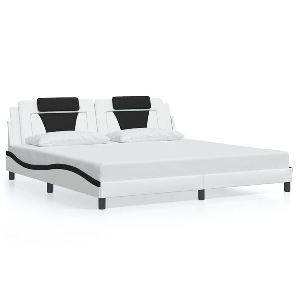vidaXL Cadru de pat Viana fără saltea alb și negru 200x200cm piele artificială