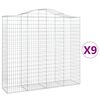 vidaXL Coșuri gabion arcuite 9 buc, 200x50x180/200 cm, fier galvanizat