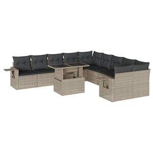 vidaXL Set canapele de grădină cu perne, 11 piese, gri, poliratan