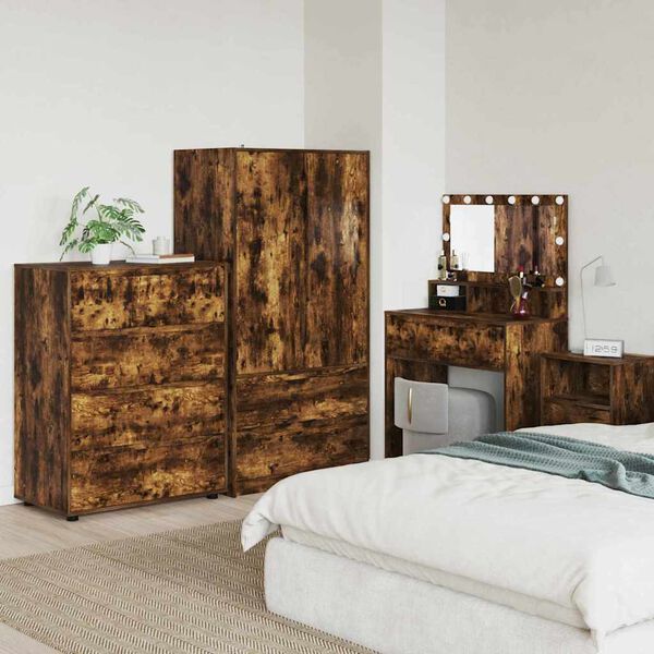 vidaXL Dulapuri de depozitare 2 pcs Stejar fumuriu 80 x 48 x 105 cm