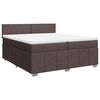 vidaXL Pat box spring cu saltea, maro &icirc;nchis, 200x200 cm, textil