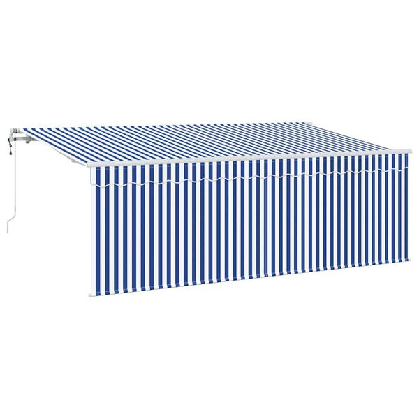 vidaXL Cortina Retractabilă Dungi Manual Albastru și alb 350 x 200 cm