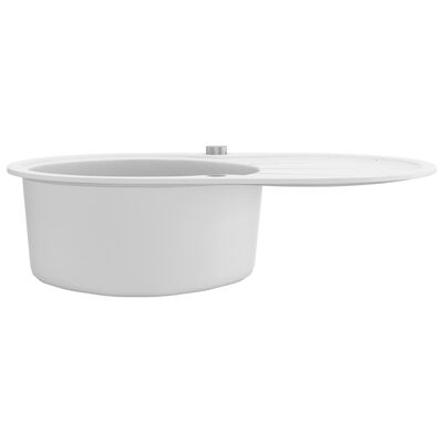 vidaXL Chiuvetă de bucătărie din granit, alb, un bazin, oval