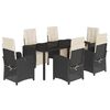 vidaXL Set mobilier de grădină cu perne, 7 piese, negru, poliratan
