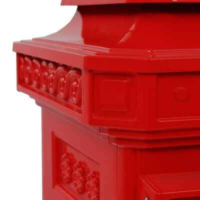 vidaXL Cutie poștală stâlp, aluminiu, stil vintage, inoxidabil, roșu