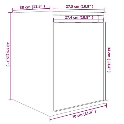 vidaXL Dulapuri de perete 2 buc. gri, 30x30x40 cm, lemn masiv de pin