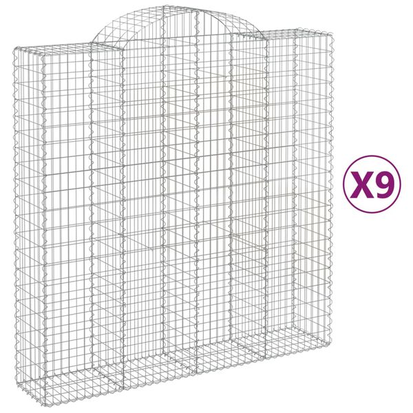 vidaXL Coșuri gabion arcuite, 9 buc 200x50x200/220 cm, fier galvanizat
