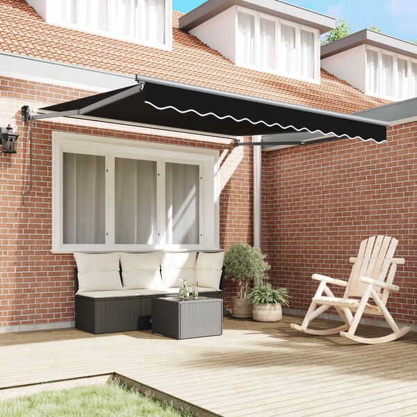vidaXL Cortina Retractabilă Negru 350 x 250 cm țesătură