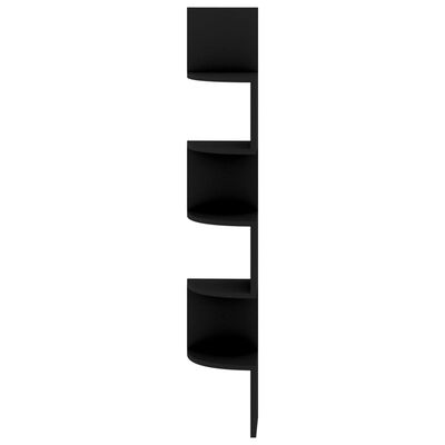 vidaXL Raft de perete de colț, negru, 19x19x123 cm, lemn prelucrat