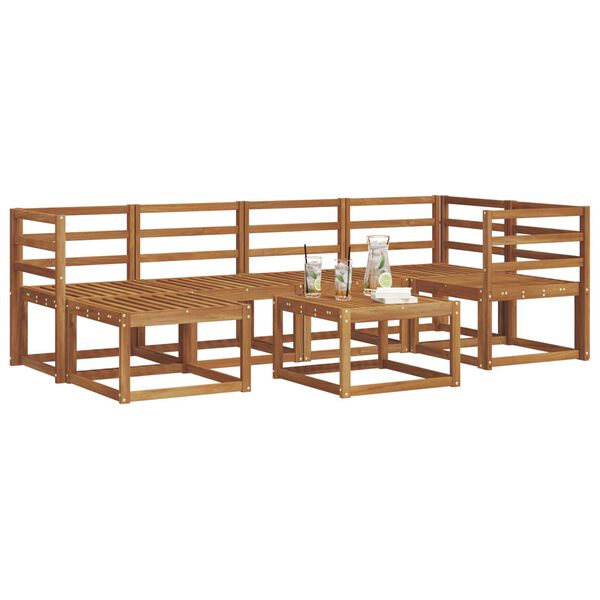 vidaXL Set de canapele de exterior 7 pcs natural Lemn Solid de Acacia
