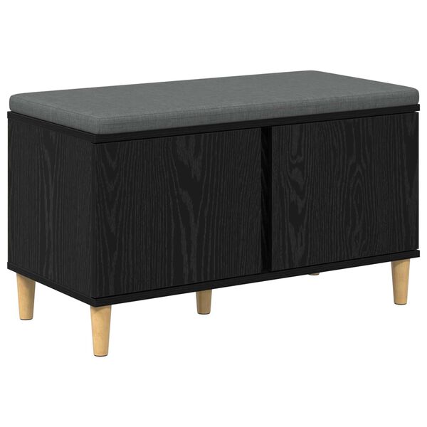 vidaXL Bancă pentru hol cu pernă cu ușă Stejar Negru 60 x 38 x 46 cm